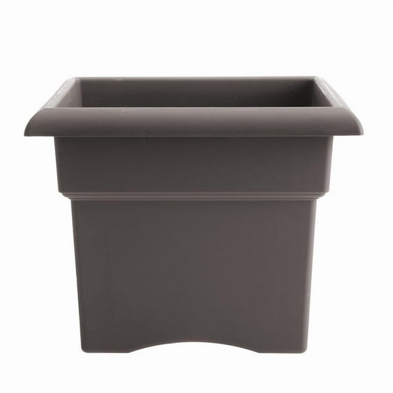 Bloem Veranda 14" Square Box Plastic Planter - UV-Resistant, Indoor/Outdoor, Peppercorn