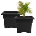 thumbnail image 1 of Bloem Veranda 14" Plastic Square Planter Box - UV-Resistant, Indoor/Outdoor, Black, 2-Pack, 1 of 7