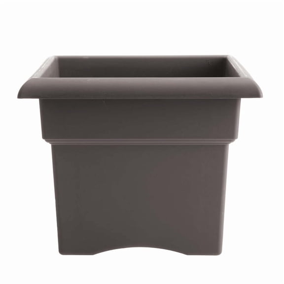 Bloem Veranda 14" Square Box Plastic Planter - UV-Resistant, Indoor/Outdoor, Peppercorn