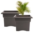 thumbnail image 1 of Bloem Veranda 18" Plastic Square Planter Box - UV-Resistant, Indoor/Outdoor, Peppercorn, 2-Pack, 1 of 6