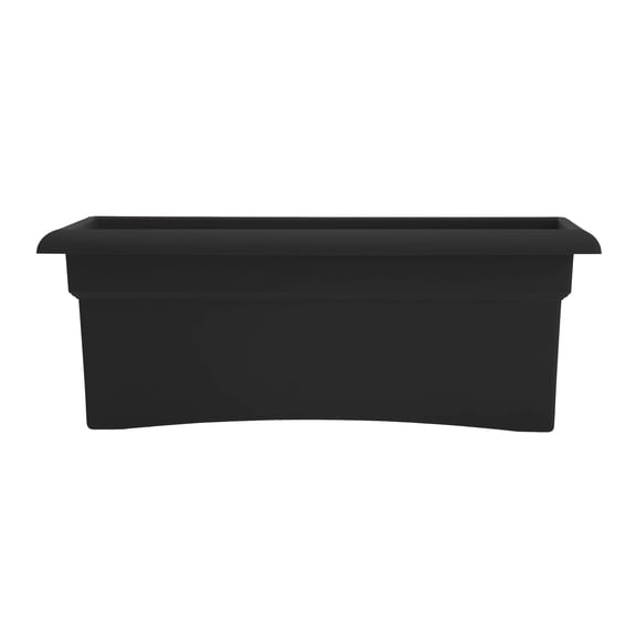 Bloem Veranda 26" Rectangular Plastic Deck Box Planter - UV-Resistant, Indoor/Outdoor, Black