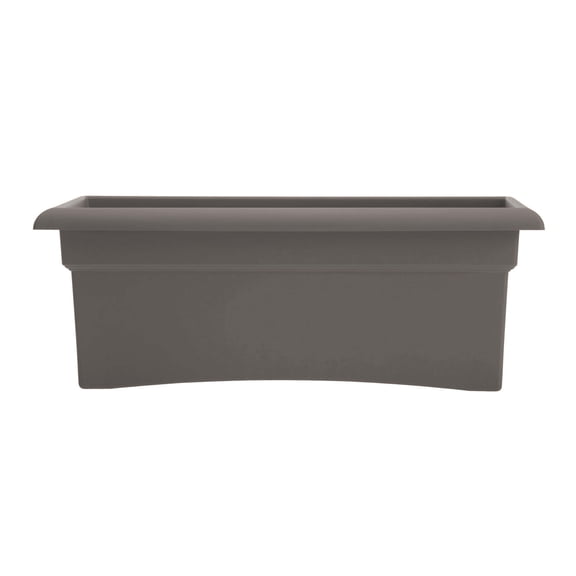 Bloem Veranda 26" Rectangular Resin Deck Box Planter - UV-Resistant, Indoor and Outdoor, Peppercorn