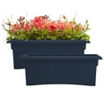 thumbnail image 1 of Bloem Veranda 26" Plastic Rectangular Deck Box Planter - UV-Resistant, Indoor/Outdoor, Navy, 2-Pack, 1 of 7