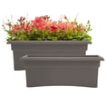 thumbnail image 1 of Bloem Veranda 26" Plastic Rectangular Deck Box Planter - UV-Resistant, Indoor/Outdoor, Peppercorn, 2-Pack, 1 of 7