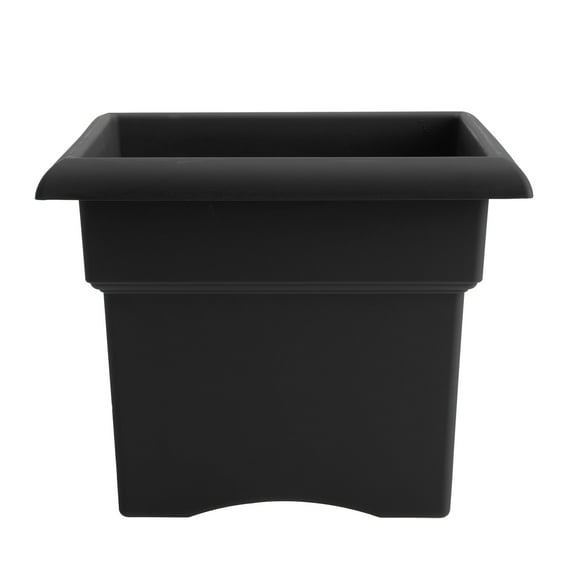 Bloem Veranda 14" Square Box Plastic Planter - UV-Resistant, Indoor/Outdoor, Black