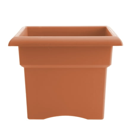 Bloem Veranda 14" Square Box Resin Planter - UV-Resistant, Indoor and Outdoor, Terra Cotta
