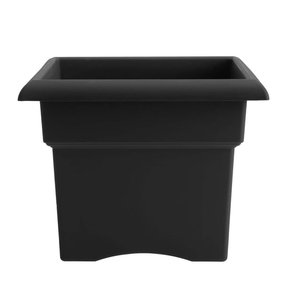Bloem Veranda 18" Square Box Plastic Planter - UV-Resistant, Indoor/Outdoor, Black
