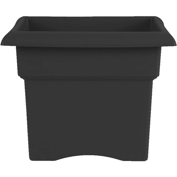 Bloem Veranda Plastic Deck Box Indoor/Outdoor Square Planter, Black 18"