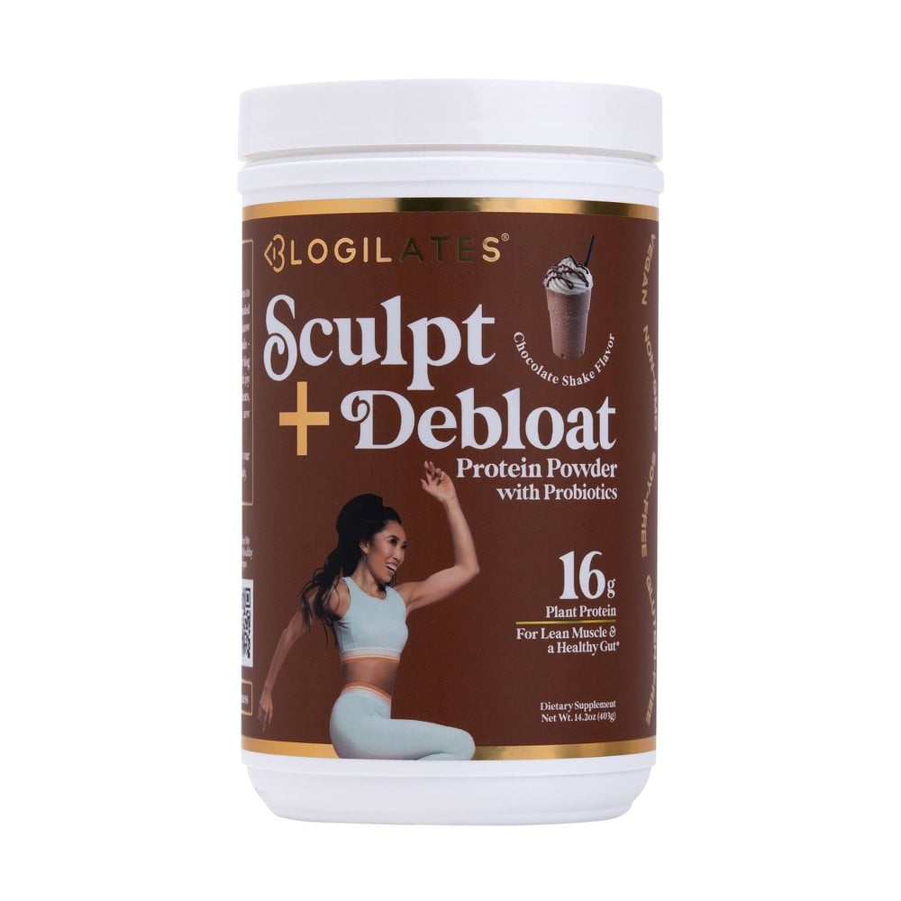 Blogilates Sculpt & Debloat Plant Protein Vegan Powder with Probiotics - Chocolate Shake - 13.4oz