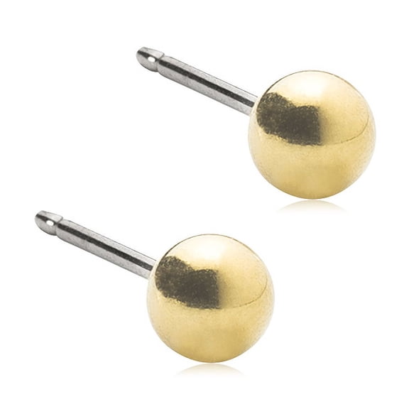 Blomdahl | Hypoallergenic | Golden Titanium Ball Stud Earrings | Best Choice For Sensitive Ears
