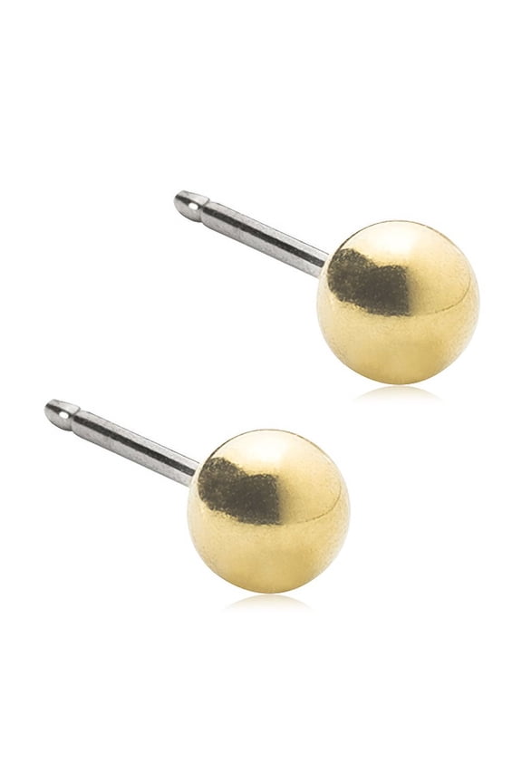| Hypoallergenic | Golden Titanium Ball Stud Earrings | Best Choice For Sensitive Ears