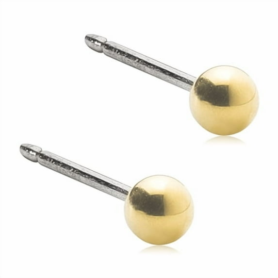 Blomdahl | Hypoallergenic | Golden Titanium Ball Stud Earrings | Best Choice For Sensitive Ears