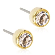Blomdahl | Hypoallergenic | Golden Titanium Bezel Crystal Stud Earrings | Best Choice For Sensitive Ears