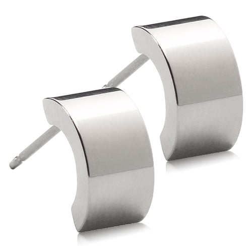 Blomdahl | Hypoallergenic | Natural Titanium 10mm Plain Grand Curved Pendant Earrings | Best Choice For Sensitive Ears