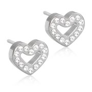 Blomdahl | Hypoallergenic | Natural Titanium Brilliance Heart Hollow 8mm Pendant Earrings | Best Choice For Sensitive Ears