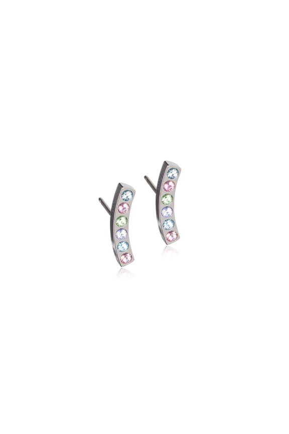 | Hypoallergenic | Natural Titanium Brilliance Sweep 14mm Crystal Pendant Earrings | Best Choice For Sensitive Ears