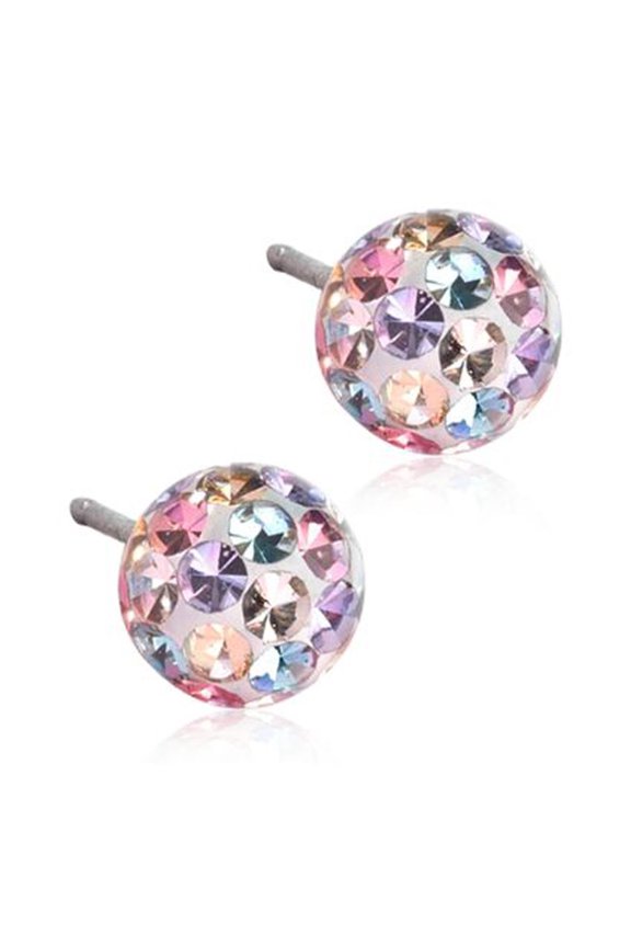 | Hypoallergenic | Natural Titanium Crystal Ball 6mm Stud Earrings | Best Choice For Sensitive Ears