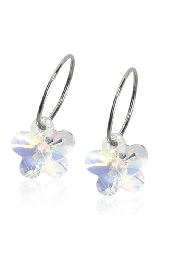 | Hypoallergenic | Natural Titanium Crystal Flower Pendant Earrings | Best Choice For Sensitive Ears