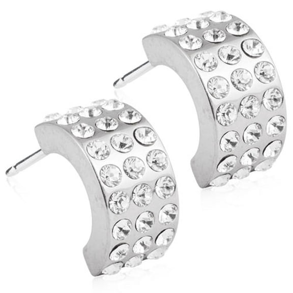 Blomdahl | Hypoallergenic | Natural Titanium Grand Brilliance Curved Pendant Earrings | Best Choice For Sensitive Ears