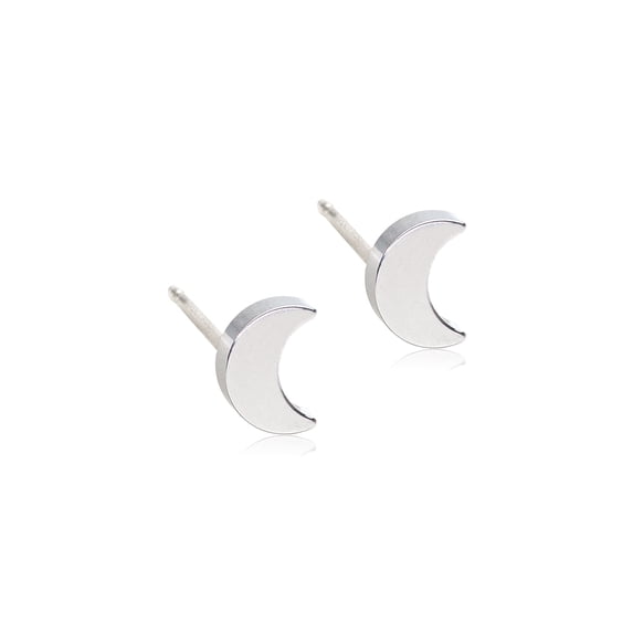 Blomdahl | Hypoallergenic | Natural Titanium Moon Stud Earrings | Best Choice For Sensitive Ears