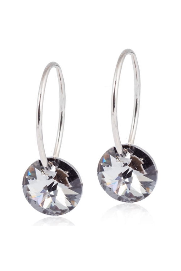 | Hypoallergenic | Natural Titanium Round Crystal Pendant Earrings | Best Choice For Sensitive Ears