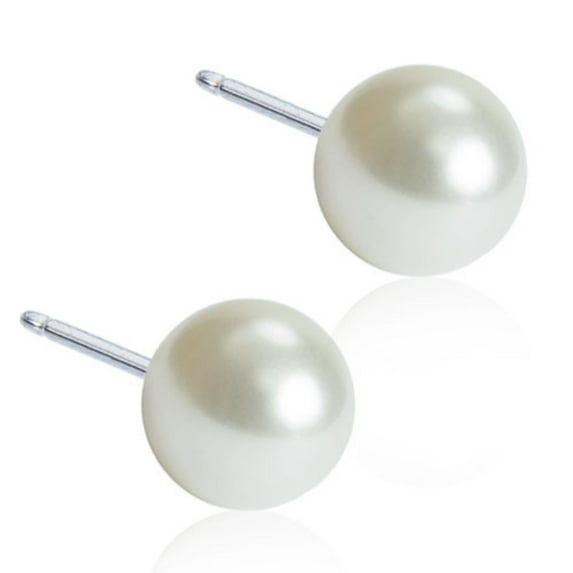 Blomdahl | Hypoallergenic | Natural Titanium White Pearl Stud Earrings | Best Choice For Sensitive Ears