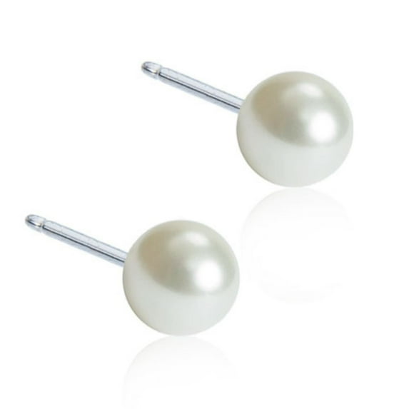 Blomdahl | Hypoallergenic | Natural Titanium White Pearl Stud Earrings | Best Choice For Sensitive Ears