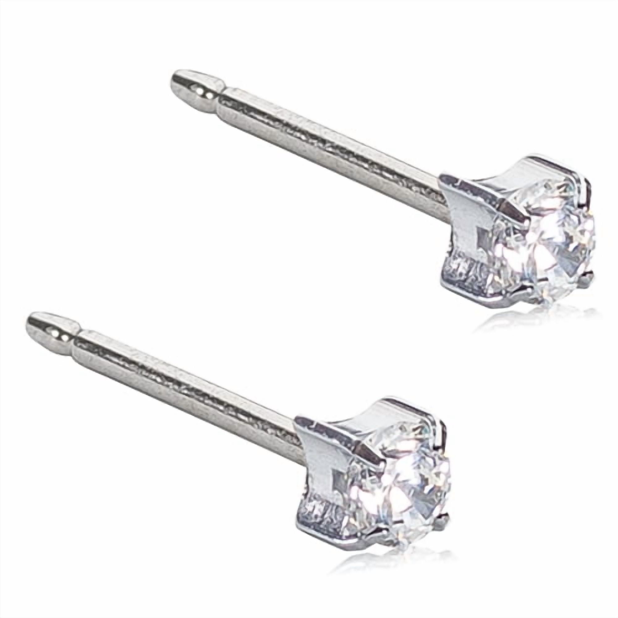 Blomdahl | Hypoallergenic | Silver Titanium Prong Set CZ Stud Earrings ...