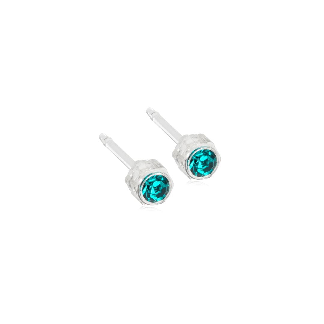 Blomdahl | Nickel Free | Medical Plastic 4mm Crystal Stud Earrings | Best Choice For Sensitive Ears