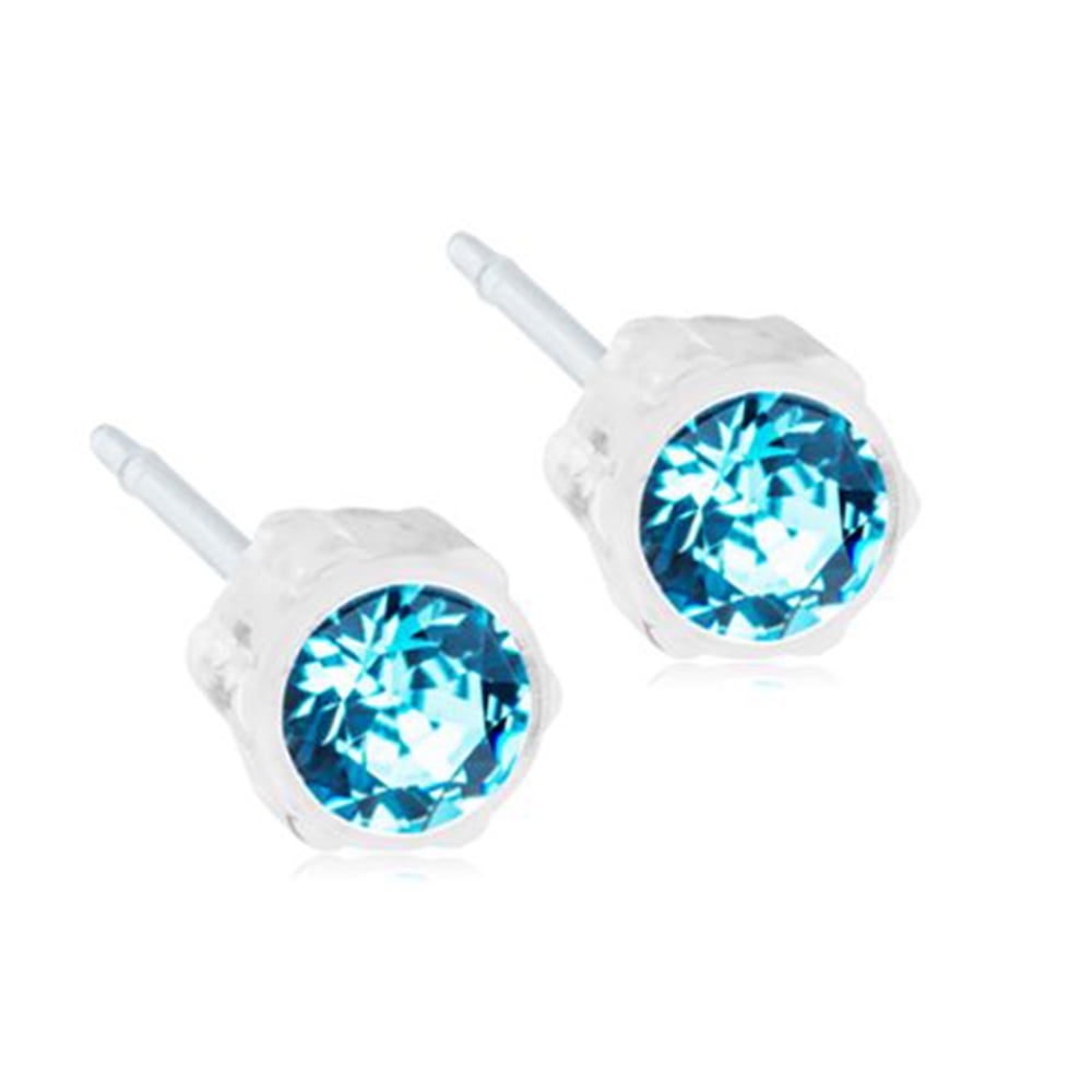 Blomdahl | Nickel Free | Medical Plastic 4mm Crystal Stud Earrings | Best Choice For Sensitive Ears