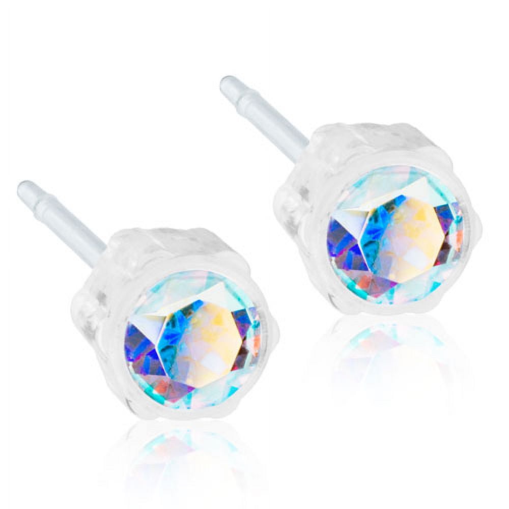 Blomdahl | Nickel Free | Medical Plastic 4mm Crystal Stud Earrings | Best Choice For Sensitive Ears
