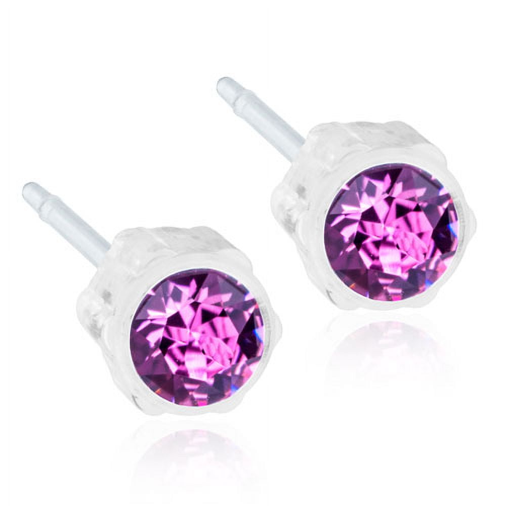 Blomdahl | Nickel Free | Medical Plastic 4mm Crystal Stud Earrings | Best Choice For Sensitive Ears