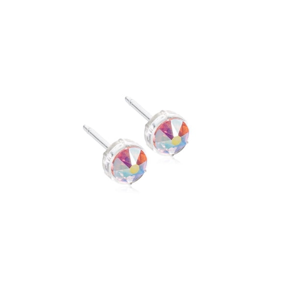 Blomdahl | Nickel Free | Medical Plastic 6mm Crystal Stud Earrings | Best Choice For Sensitive Ears