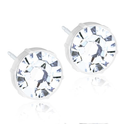 Blomdahl | Nickel Free | Medical Plastic 6mm Crystal Stud Earrings | Best Choice For Sensitive Ears