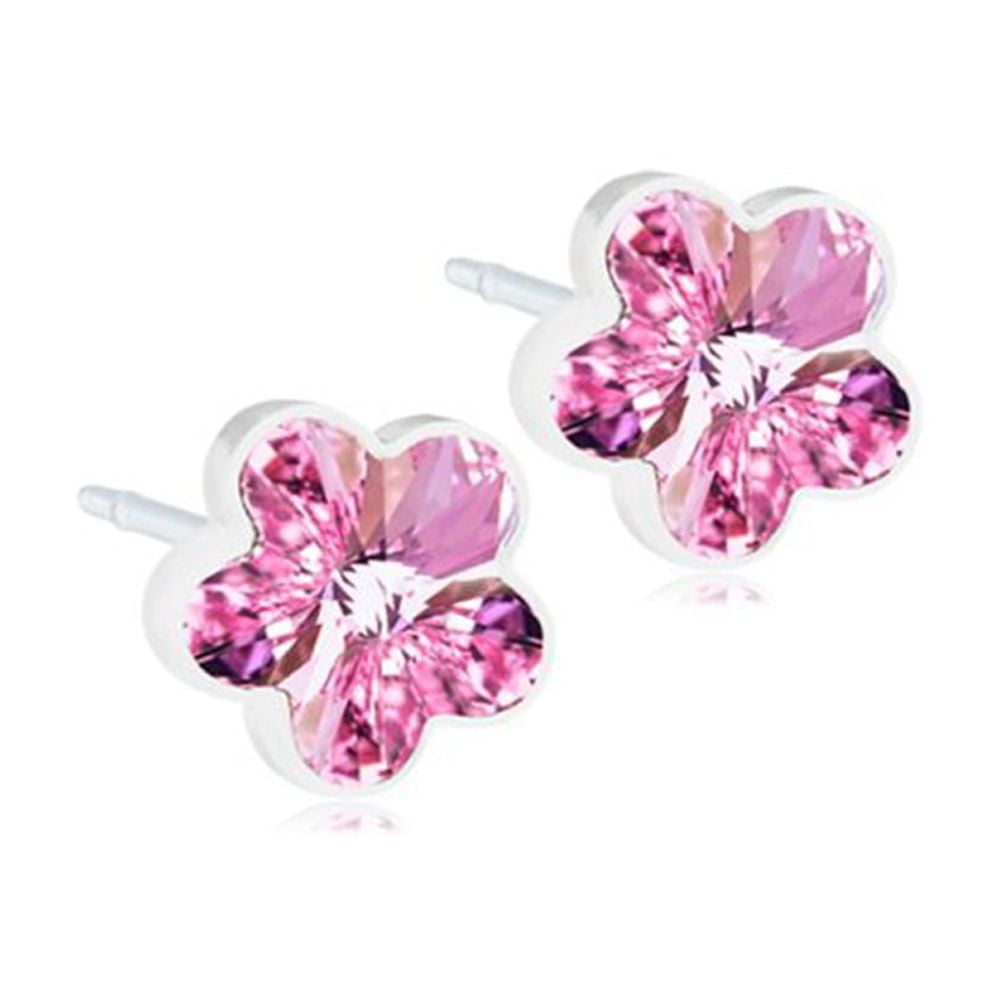 Blomdahl | Nickel Free | Medical Plastic 6mm Flower Stud Earrings | Best Choice For Sensitive Ears