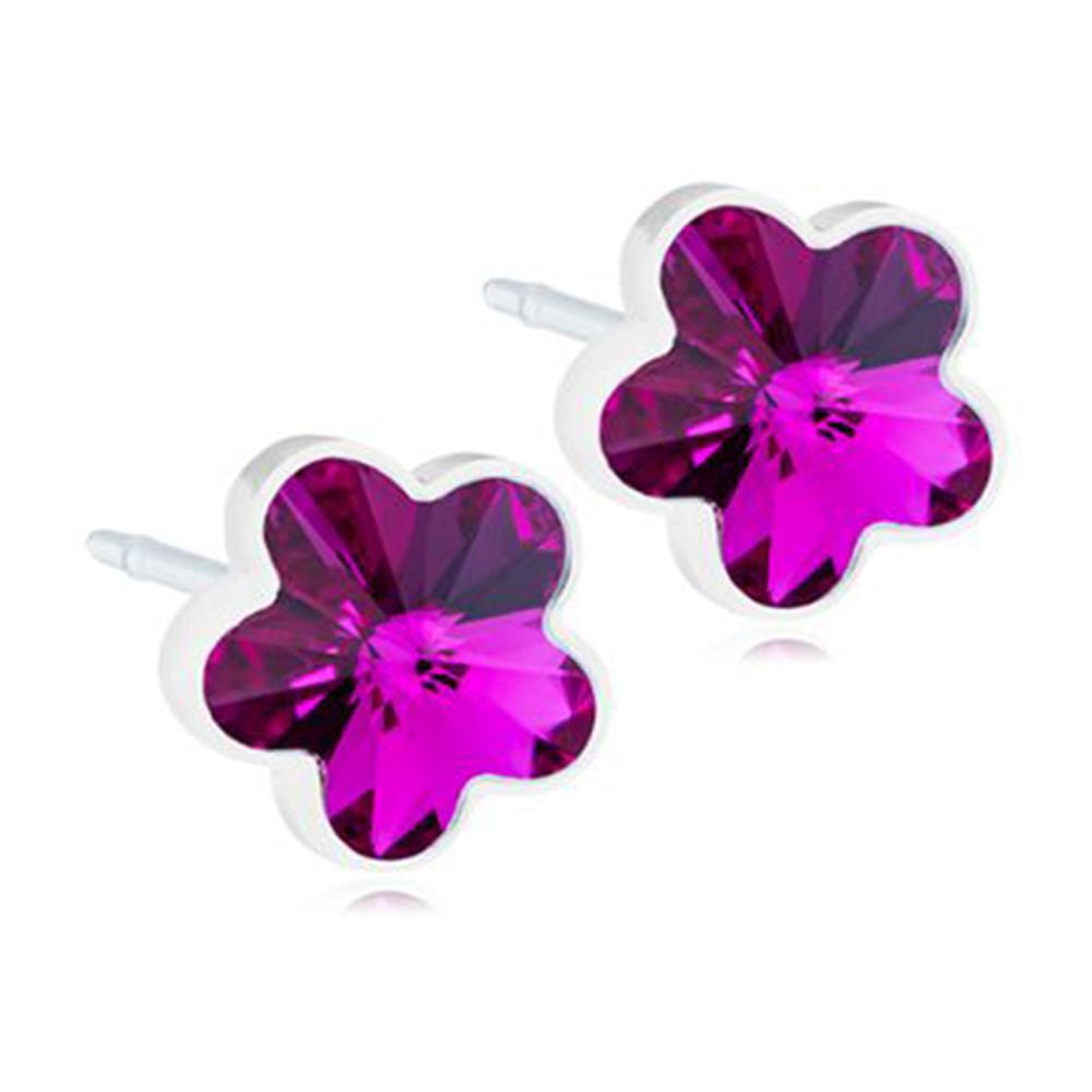 Blomdahl | Nickel Free | Medical Plastic 6mm Flower Stud Earrings | Best Choice For Sensitive Ears
