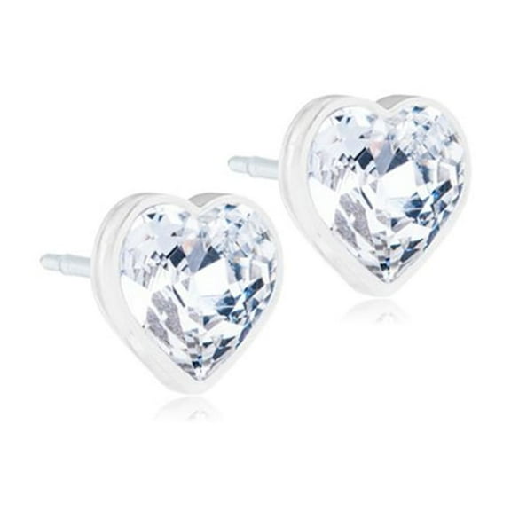 Blomdahl | Nickel Free | Medical Plastic 6mm Heart Stud Earrings | Best Choice For Sensitive Ears