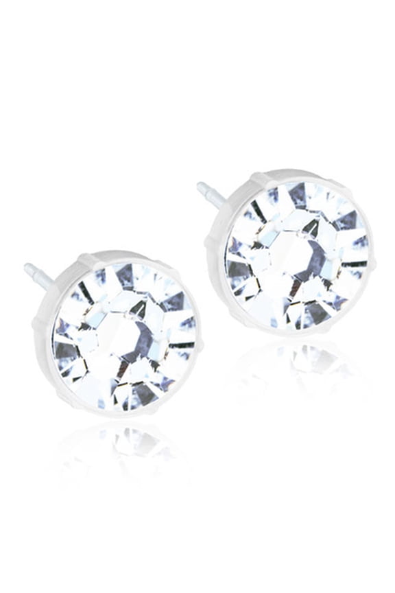| Nickel Free | Medical Plastic 8mm Crystal Stud Earrings | Best Choice For Sensitive Ears