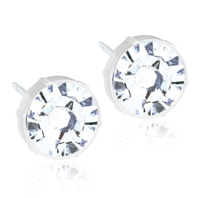Blomdahl | Nickel Free | Medical Plastic 8mm Crystal Stud Earrings | Best Choice For Sensitive Ears