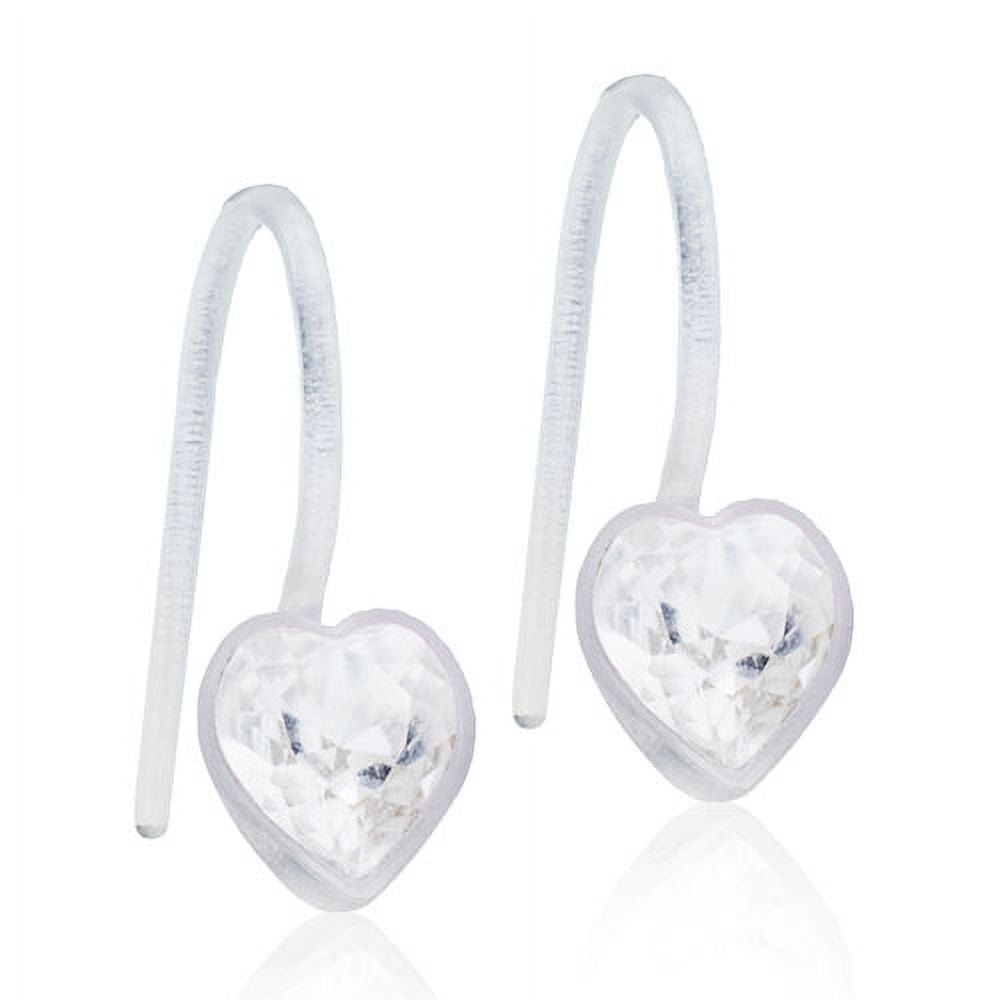Blomdahl | Nickel Free | Medical Plastic Heart Crystal Pendant Earrings | Best Choice For Sensitive Ears