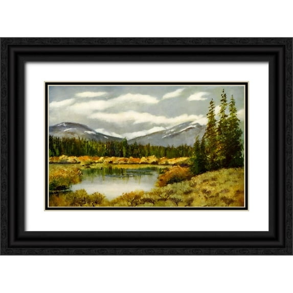 Blomfield, James 24x16 Black Ornate Wood Framed with Double Matting Museum Art Print Titled - Landscape from Rod Gun and Perch 1914
