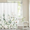 thumbnail image 1 of Blomming Bright Blush Pink White Floral Shower Curtain, Watercolor Green Leaves Plant Bathroom Decoration Shower Curtain Sets 71x71 Inch with Hooks, 1 of 6