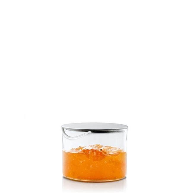 Round Clear Glass Condiment Jar with Stainless Steel Lid