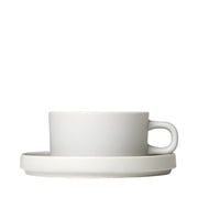 Blomus 63908 6 oz PILAR Tea Cups with Saucers Moonbeam - Set of 2