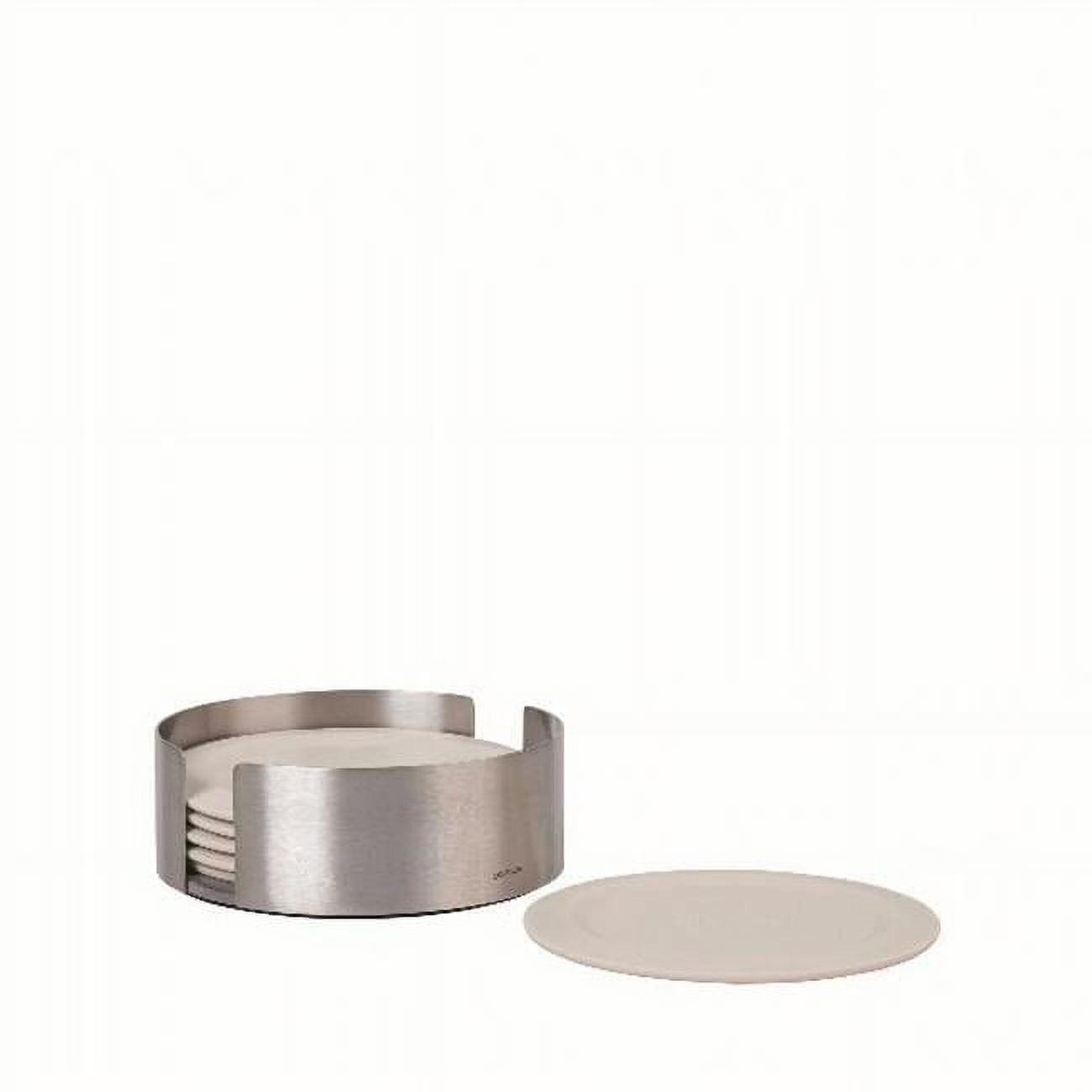 Lareto Black Stainless Steel and Silicone Circular Coaster Set