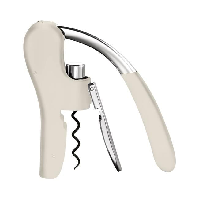 Off-White Stainless Steel Lever Corkscrew with Foil Cutter