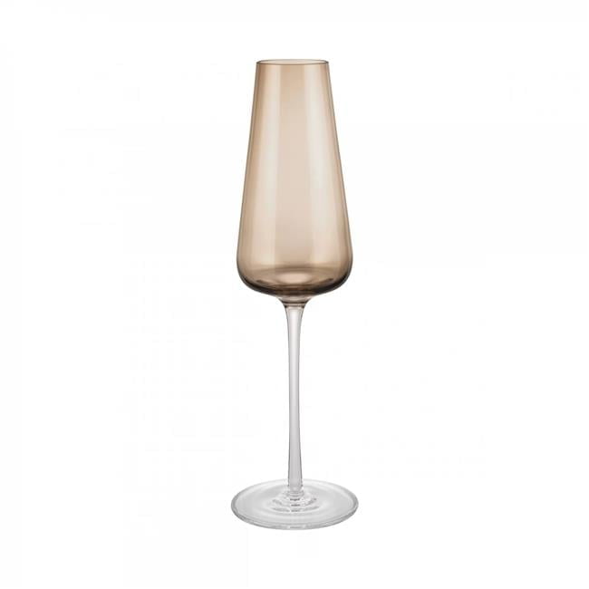 BELO Coffee Colored Mouth Blown Champagne Flute Glasses