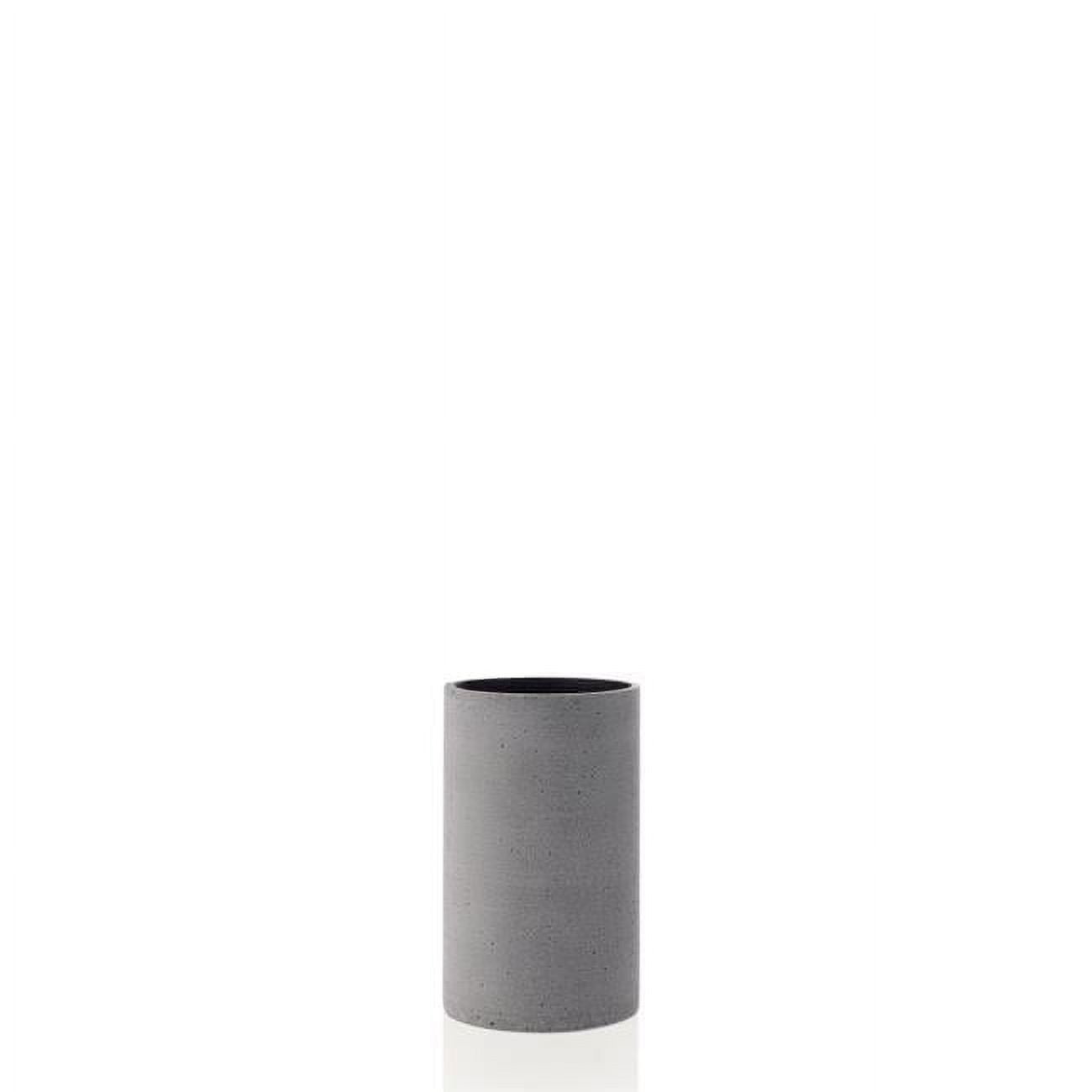 Elegant Bouquet Metal Table Vase in Dark Gray, Round Shape