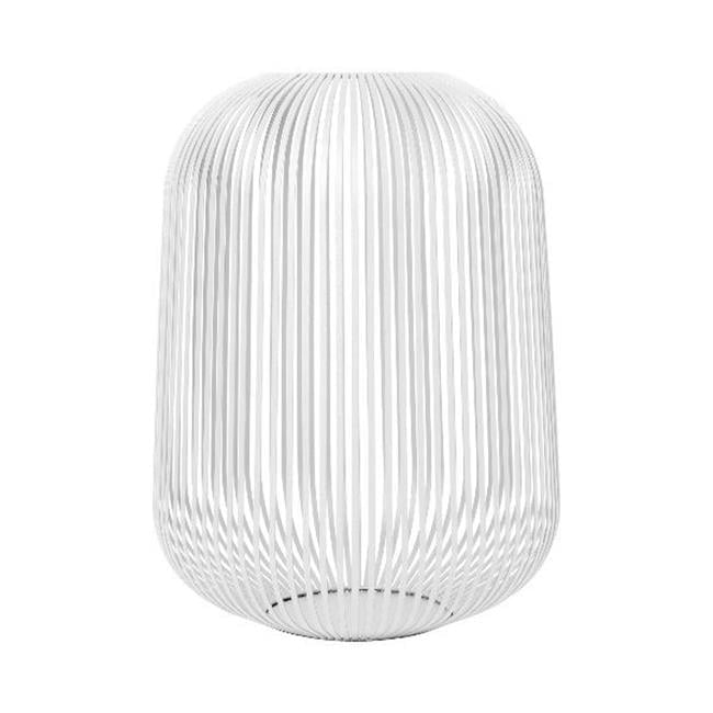 Elegant White Metal Hanging Candle Lantern, 17.75" H
