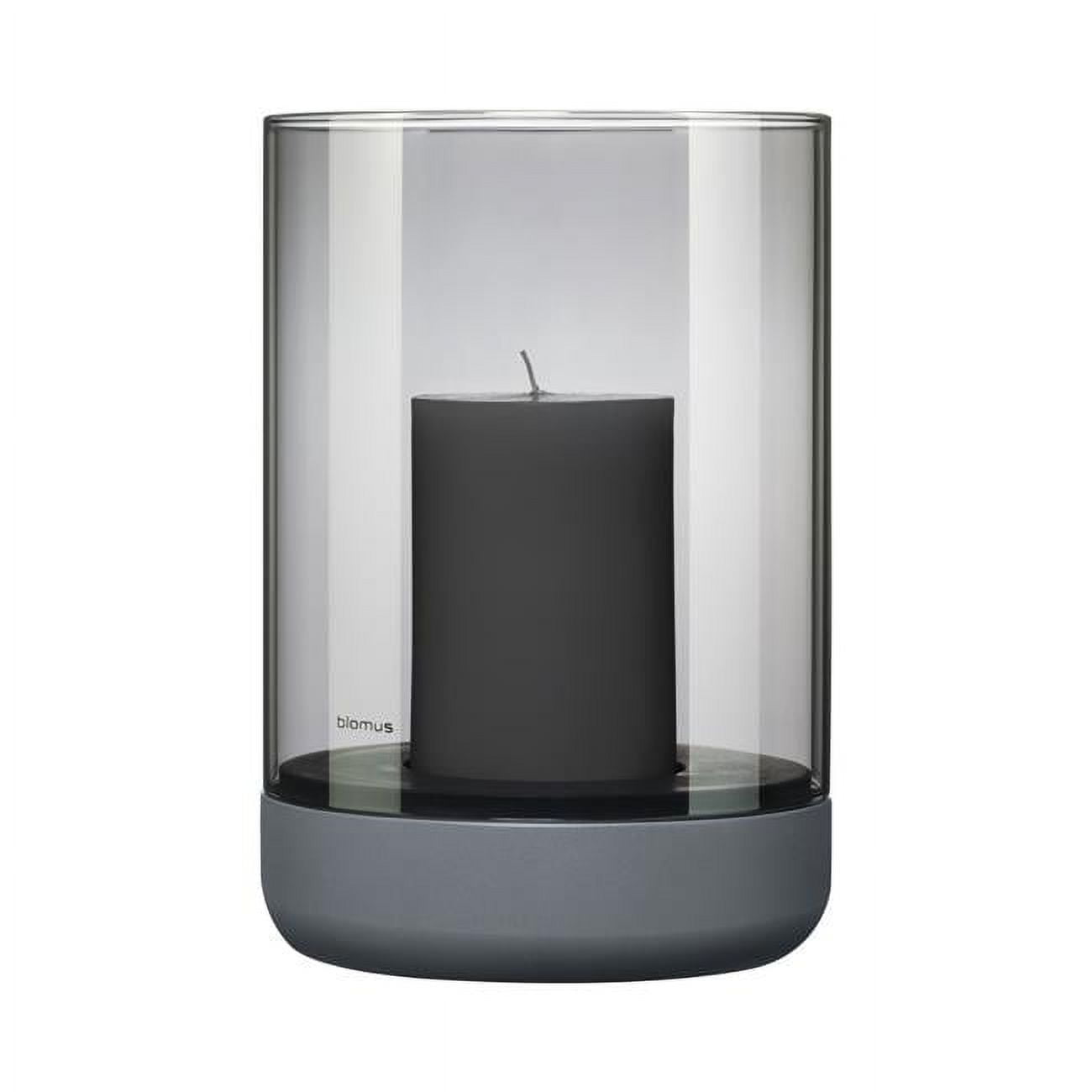 Large Steel Gray Glass Hurricane Lamp